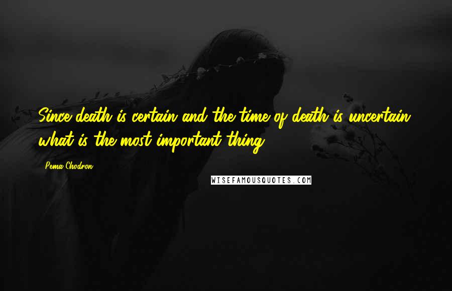 Pema Chodron Quotes: Since death is certain and the time of death is uncertain, what is the most important thing?