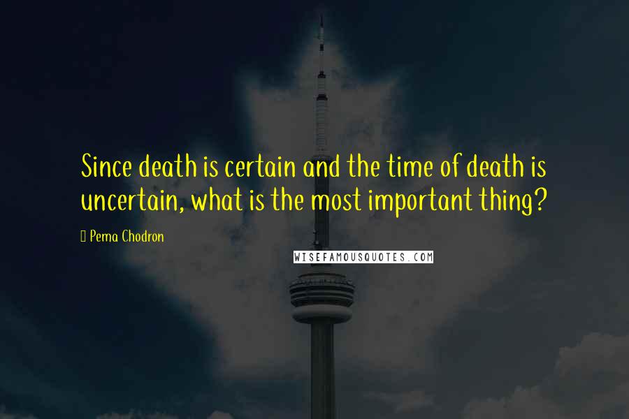 Pema Chodron Quotes: Since death is certain and the time of death is uncertain, what is the most important thing?