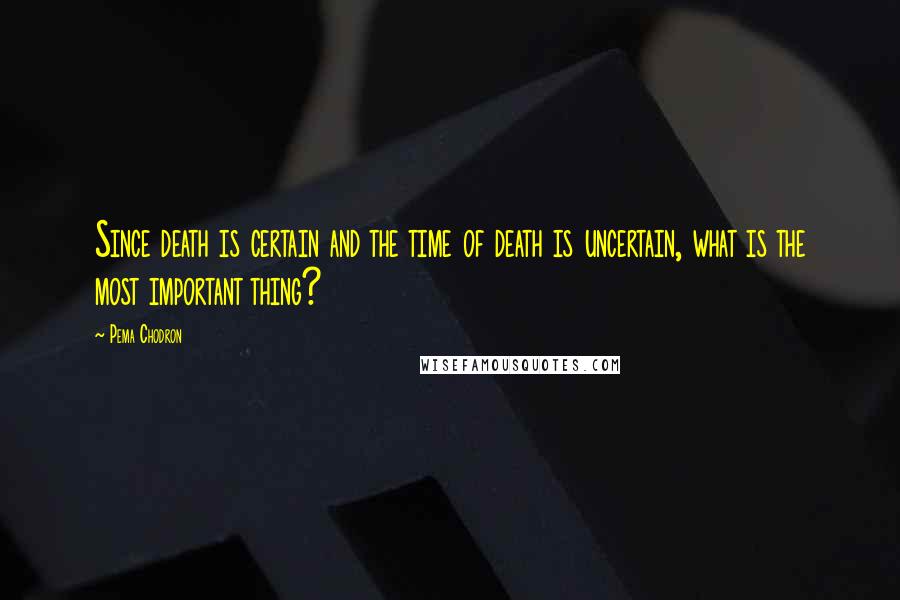 Pema Chodron Quotes: Since death is certain and the time of death is uncertain, what is the most important thing?