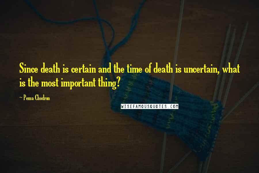 Pema Chodron Quotes: Since death is certain and the time of death is uncertain, what is the most important thing?