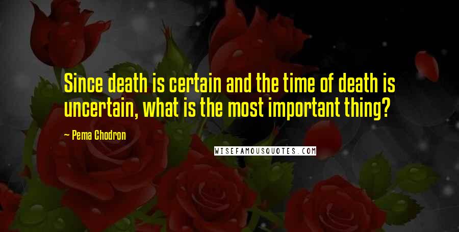 Pema Chodron Quotes: Since death is certain and the time of death is uncertain, what is the most important thing?