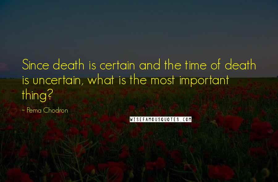 Pema Chodron Quotes: Since death is certain and the time of death is uncertain, what is the most important thing?