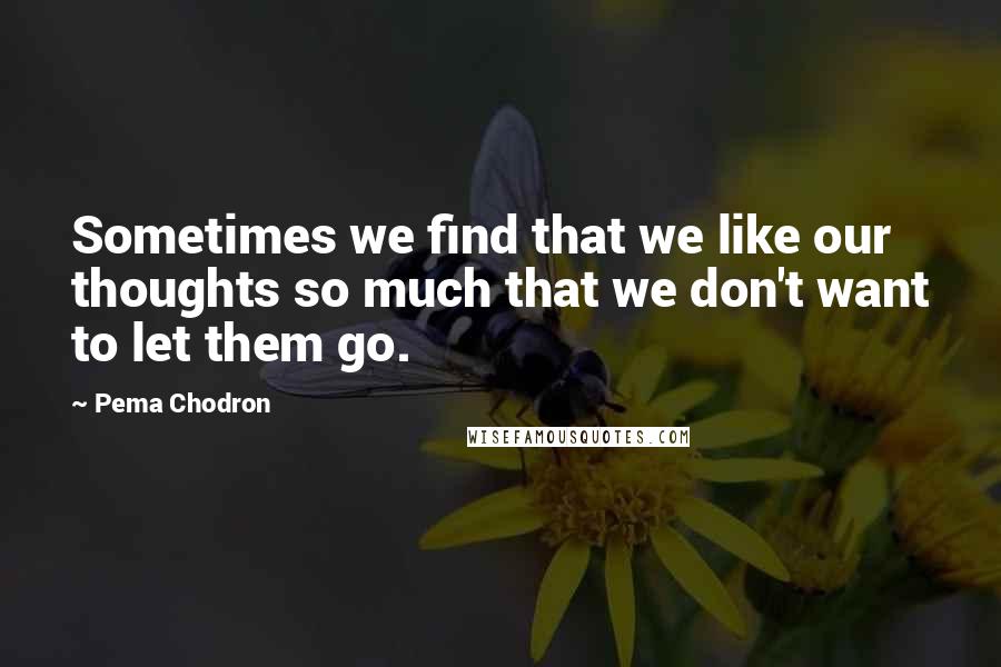 Pema Chodron Quotes: Sometimes we find that we like our thoughts so much that we don't want to let them go.