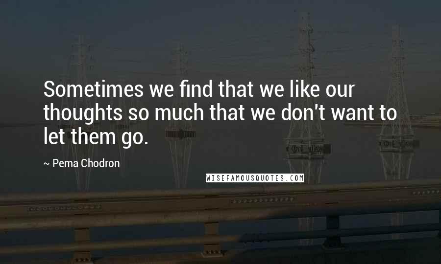 Pema Chodron Quotes: Sometimes we find that we like our thoughts so much that we don't want to let them go.