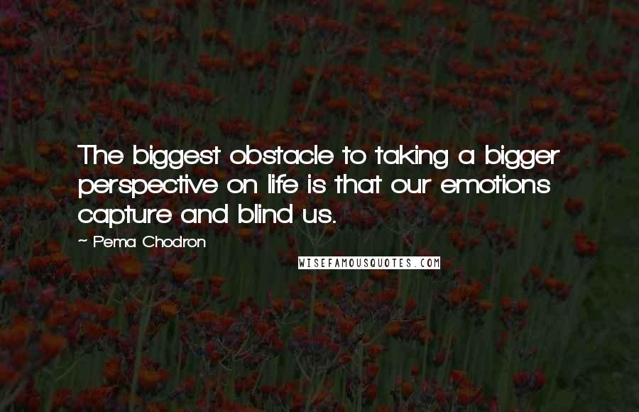 Pema Chodron Quotes: The biggest obstacle to taking a bigger perspective on life is that our emotions capture and blind us.