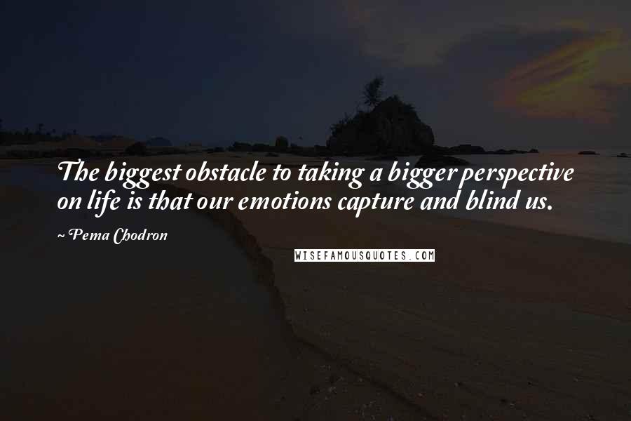 Pema Chodron Quotes: The biggest obstacle to taking a bigger perspective on life is that our emotions capture and blind us.