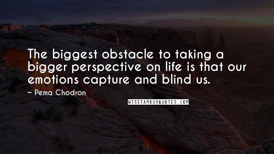 Pema Chodron Quotes: The biggest obstacle to taking a bigger perspective on life is that our emotions capture and blind us.