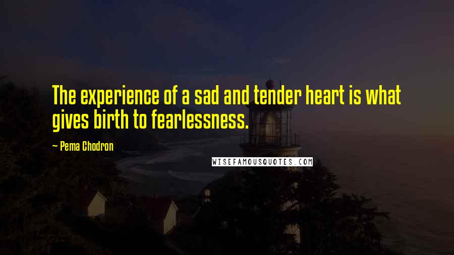 Pema Chodron Quotes: The experience of a sad and tender heart is what gives birth to fearlessness.