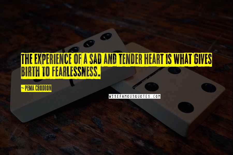 Pema Chodron Quotes: The experience of a sad and tender heart is what gives birth to fearlessness.