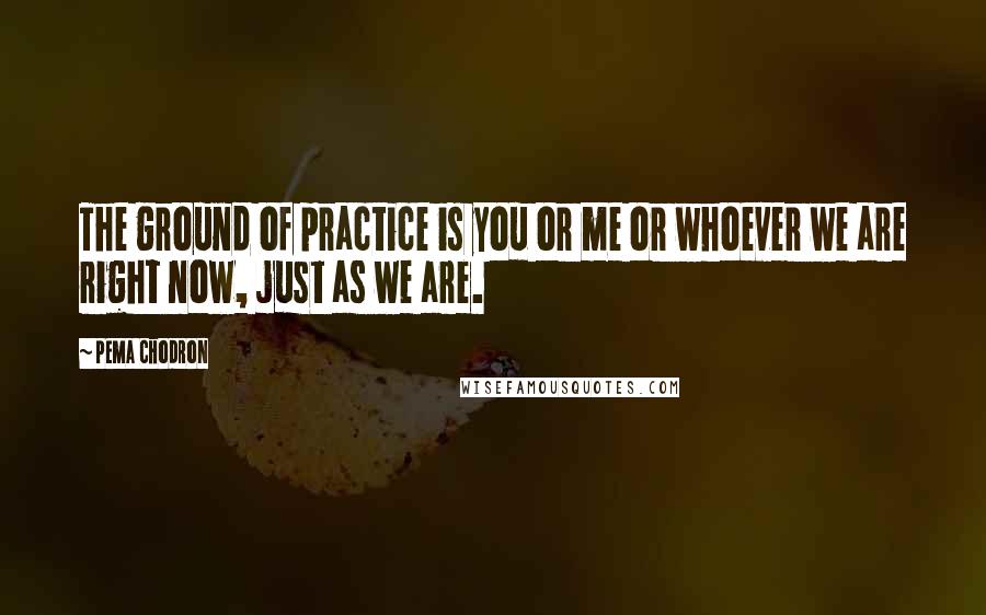 Pema Chodron Quotes: The ground of practice is you or me or whoever we are right now, just as we are.
