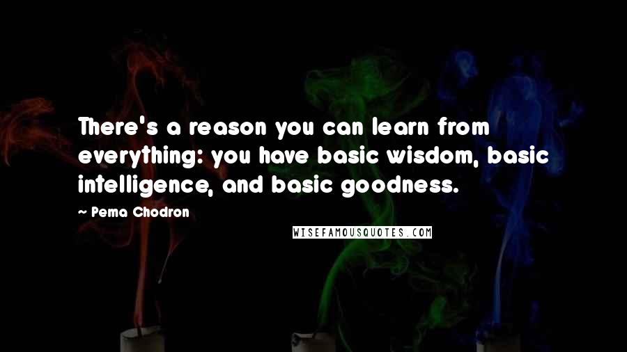 Pema Chodron Quotes: There's a reason you can learn from everything: you have basic wisdom, basic intelligence, and basic goodness.