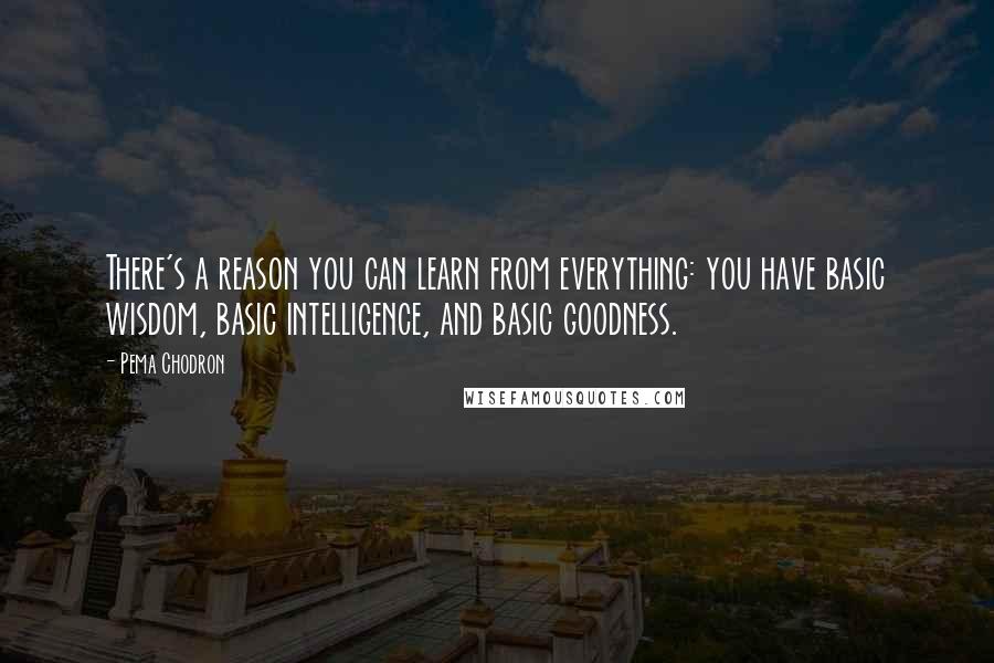 Pema Chodron Quotes: There's a reason you can learn from everything: you have basic wisdom, basic intelligence, and basic goodness.