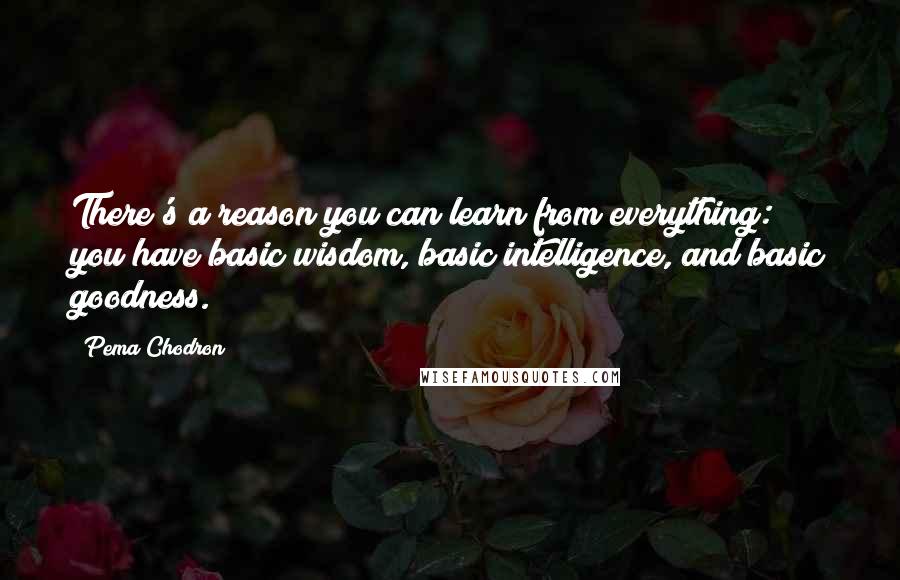 Pema Chodron Quotes: There's a reason you can learn from everything: you have basic wisdom, basic intelligence, and basic goodness.