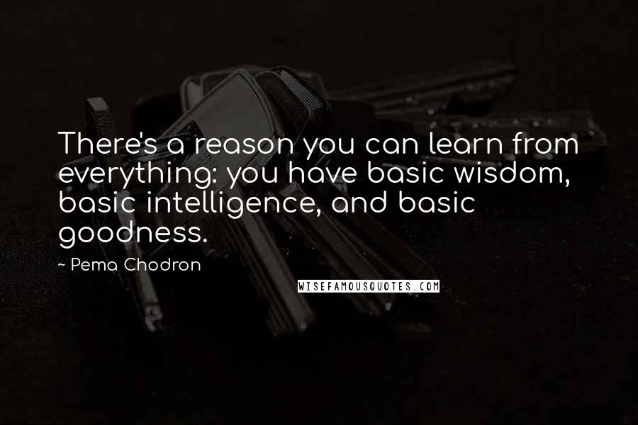 Pema Chodron Quotes: There's a reason you can learn from everything: you have basic wisdom, basic intelligence, and basic goodness.