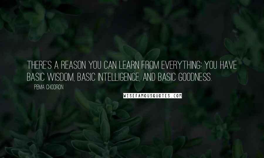 Pema Chodron Quotes: There's a reason you can learn from everything: you have basic wisdom, basic intelligence, and basic goodness.