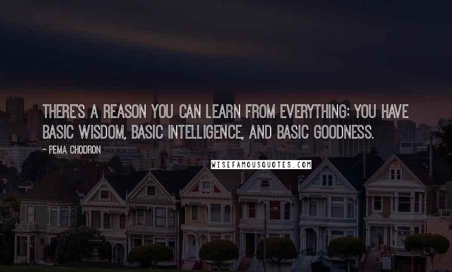 Pema Chodron Quotes: There's a reason you can learn from everything: you have basic wisdom, basic intelligence, and basic goodness.