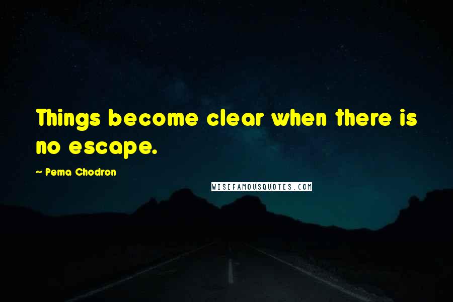 Pema Chodron Quotes: Things become clear when there is no escape.