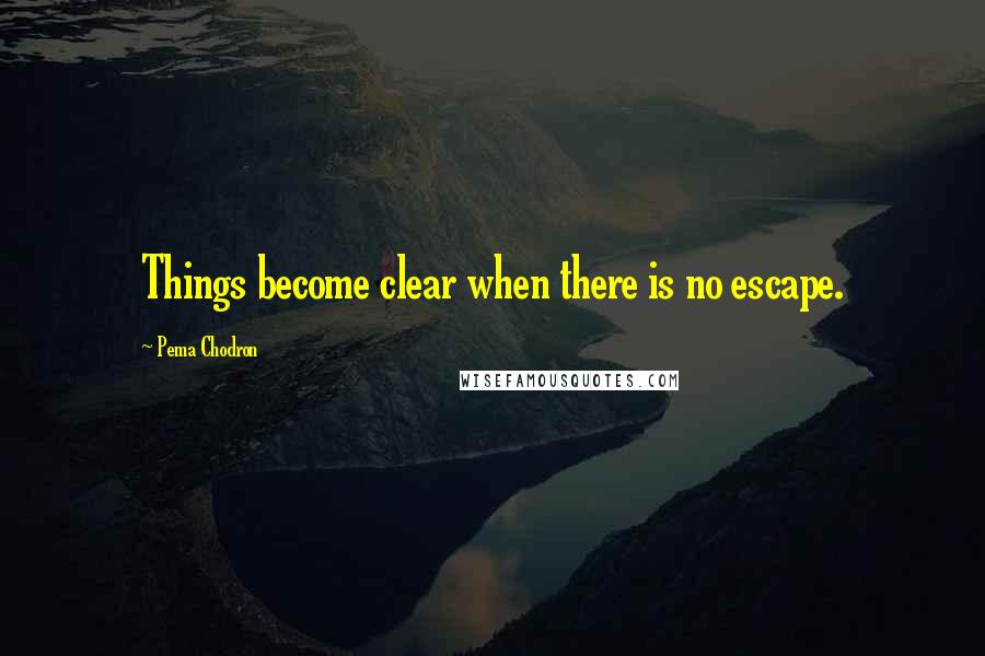 Pema Chodron Quotes: Things become clear when there is no escape.