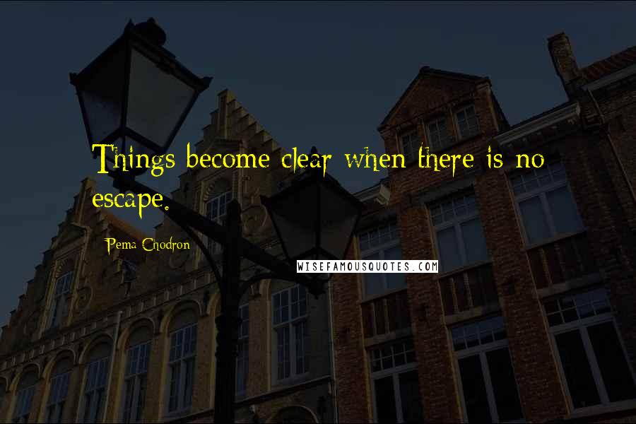 Pema Chodron Quotes: Things become clear when there is no escape.