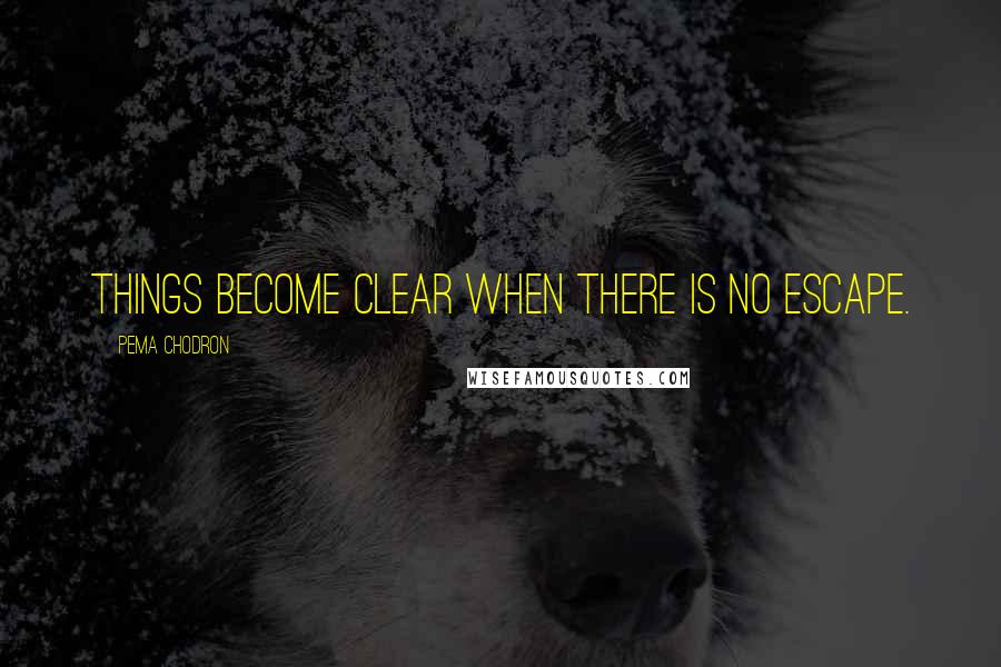 Pema Chodron Quotes: Things become clear when there is no escape.