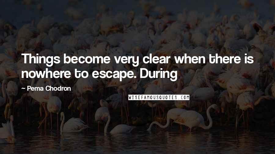 Pema Chodron Quotes: Things become very clear when there is nowhere to escape. During