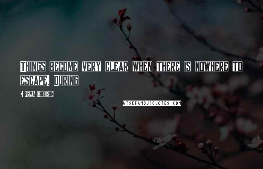 Pema Chodron Quotes: Things become very clear when there is nowhere to escape. During