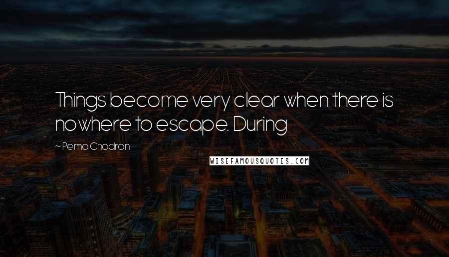 Pema Chodron Quotes: Things become very clear when there is nowhere to escape. During