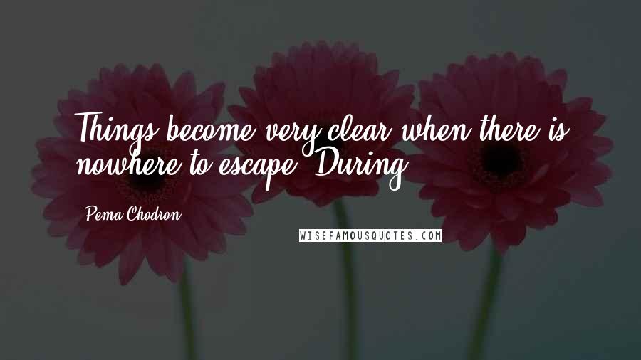 Pema Chodron Quotes: Things become very clear when there is nowhere to escape. During