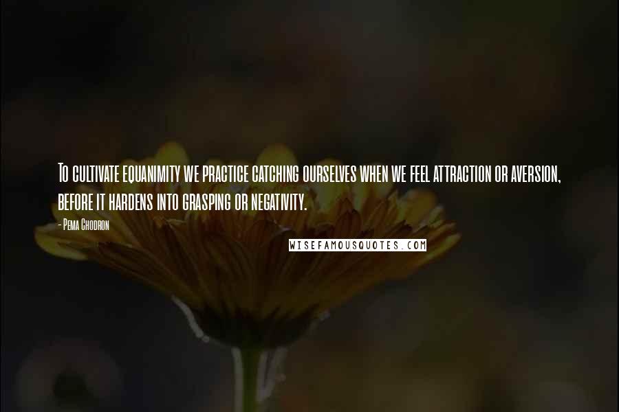 Pema Chodron Quotes: To cultivate equanimity we practice catching ourselves when we feel attraction or aversion, before it hardens into grasping or negativity.