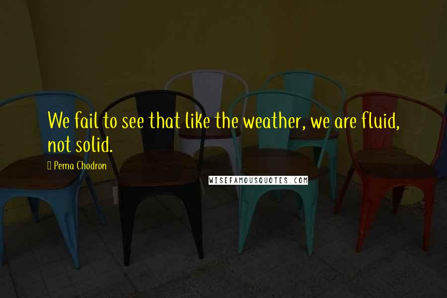 Pema Chodron Quotes: We fail to see that like the weather, we are fluid, not solid.