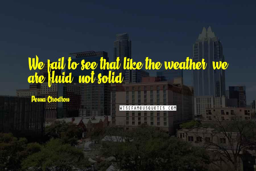 Pema Chodron Quotes: We fail to see that like the weather, we are fluid, not solid.