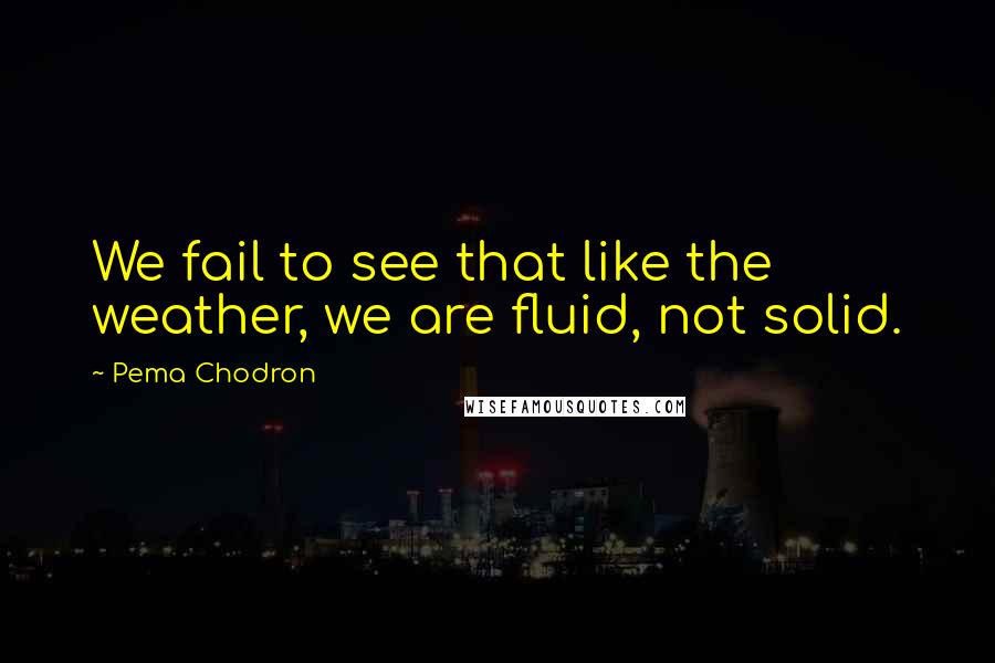 Pema Chodron Quotes: We fail to see that like the weather, we are fluid, not solid.