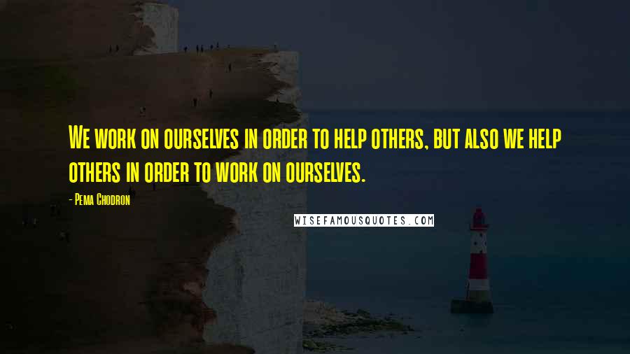 Pema Chodron Quotes: We work on ourselves in order to help others, but also we help others in order to work on ourselves.