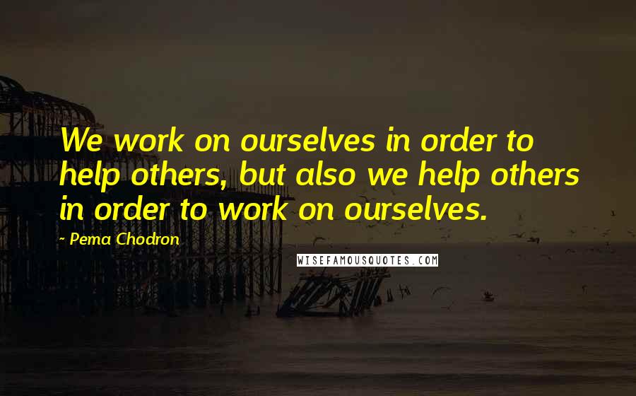 Pema Chodron Quotes: We work on ourselves in order to help others, but also we help others in order to work on ourselves.