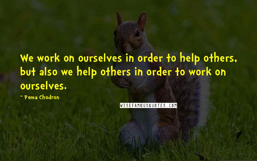 Pema Chodron Quotes: We work on ourselves in order to help others, but also we help others in order to work on ourselves.