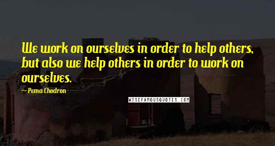 Pema Chodron Quotes: We work on ourselves in order to help others, but also we help others in order to work on ourselves.