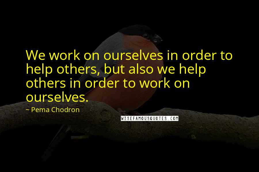 Pema Chodron Quotes: We work on ourselves in order to help others, but also we help others in order to work on ourselves.