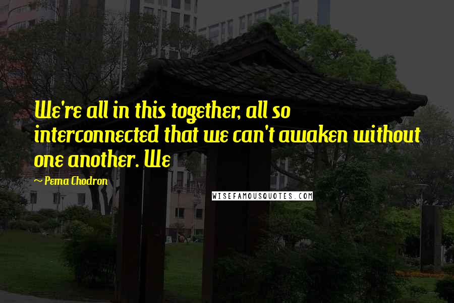 Pema Chodron Quotes: We're all in this together, all so interconnected that we can't awaken without one another. We