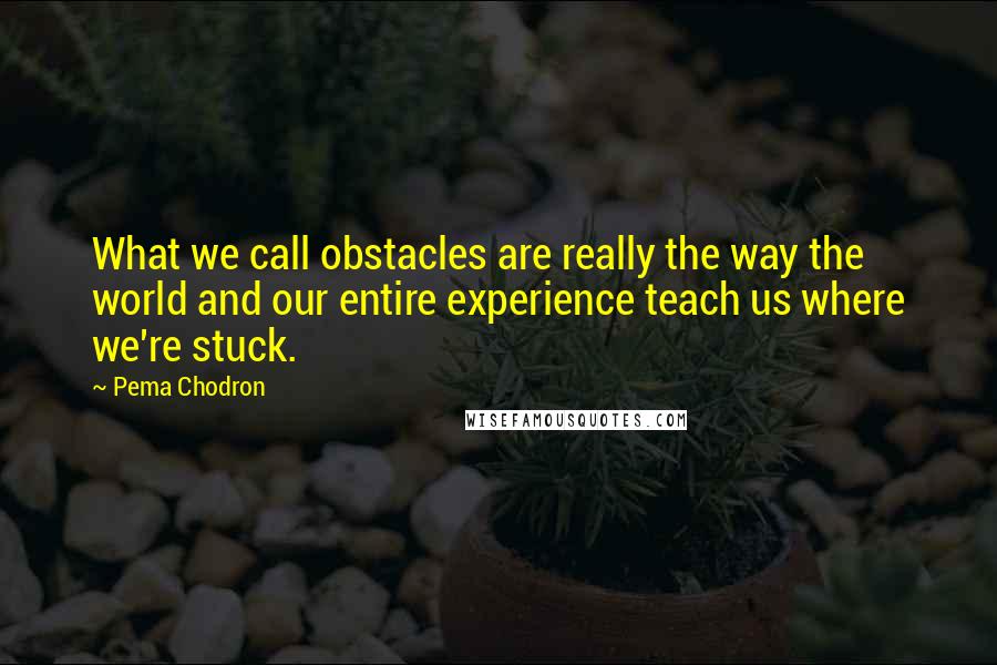 Pema Chodron Quotes: What we call obstacles are really the way the world and our entire experience teach us where we're stuck.