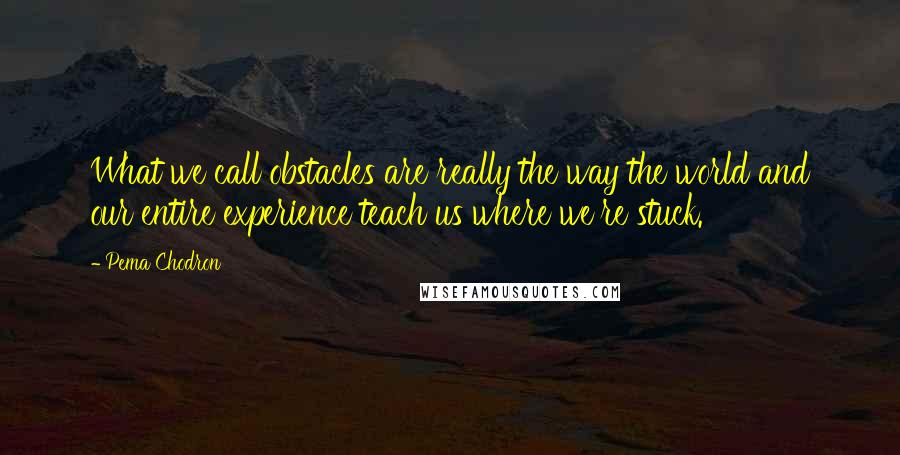 Pema Chodron Quotes: What we call obstacles are really the way the world and our entire experience teach us where we're stuck.