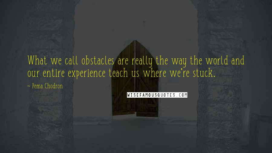 Pema Chodron Quotes: What we call obstacles are really the way the world and our entire experience teach us where we're stuck.