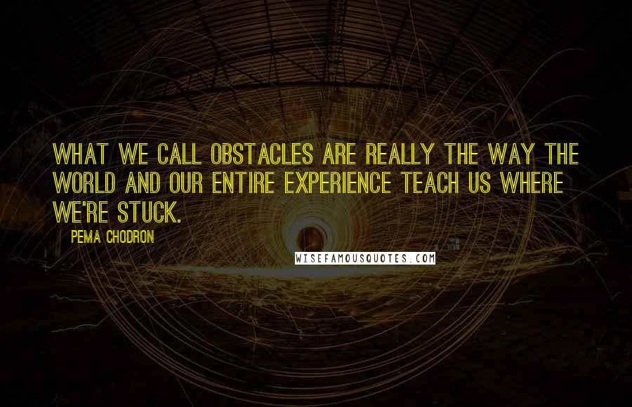 Pema Chodron Quotes: What we call obstacles are really the way the world and our entire experience teach us where we're stuck.