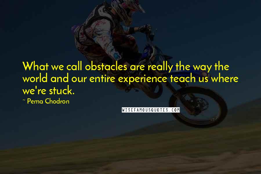 Pema Chodron Quotes: What we call obstacles are really the way the world and our entire experience teach us where we're stuck.