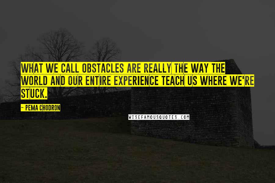 Pema Chodron Quotes: What we call obstacles are really the way the world and our entire experience teach us where we're stuck.