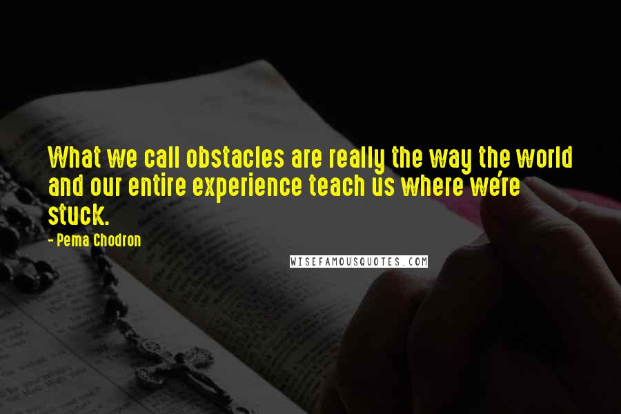 Pema Chodron Quotes: What we call obstacles are really the way the world and our entire experience teach us where we're stuck.