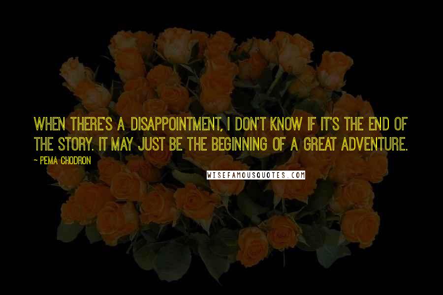 Pema Chodron Quotes: When there's a disappointment, I don't know if it's the end of the story. It may just be the beginning of a great adventure.