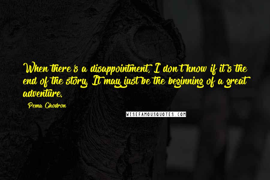 Pema Chodron Quotes: When there's a disappointment, I don't know if it's the end of the story. It may just be the beginning of a great adventure.