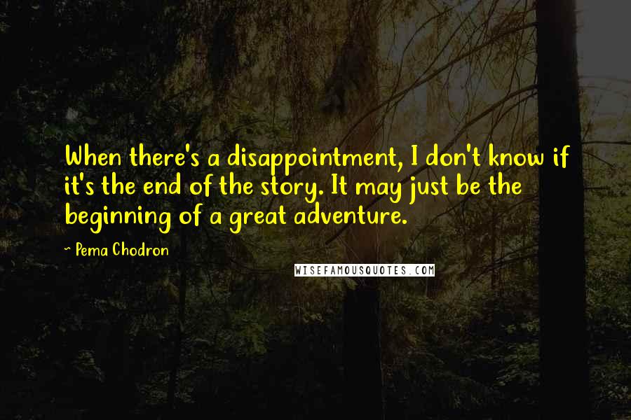 Pema Chodron Quotes: When there's a disappointment, I don't know if it's the end of the story. It may just be the beginning of a great adventure.