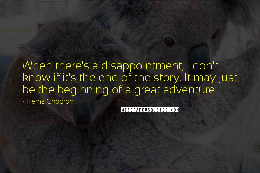 Pema Chodron Quotes: When there's a disappointment, I don't know if it's the end of the story. It may just be the beginning of a great adventure.