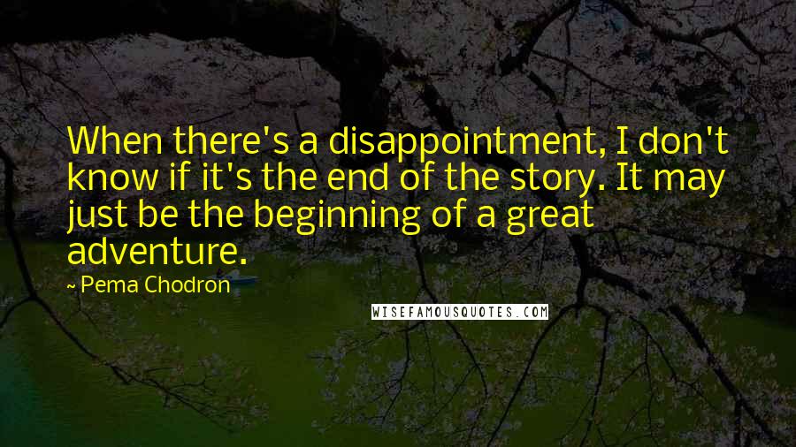Pema Chodron Quotes: When there's a disappointment, I don't know if it's the end of the story. It may just be the beginning of a great adventure.